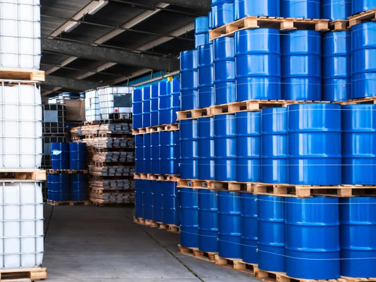 Blue drums and container